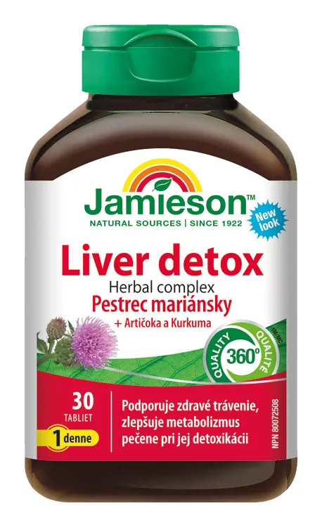 JAMIESON LIVER DETOX HERBAL COMPLEX – PESTREC MARIÁNSKY + ARTIČOKA A KURKUMA 30TBL.
