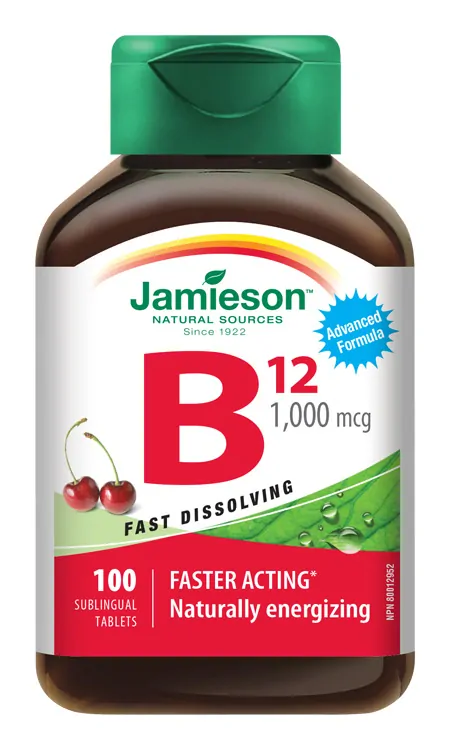 JAMIESON VITAMÍN B12 METYLKOBALAMÍN 1000 MCG RÝCHLOROZPUSTNÉ TABLETY S PRÍCHUŤOU ČEREŠNE 100TBL.