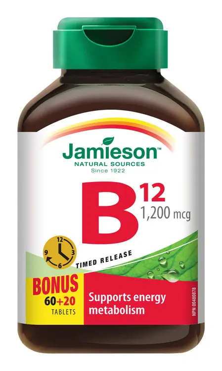 JAMIESON VITAMÍN B12 METYLKOBALAMÍN 1200MCG S POSTUPNÝM UVOĽŇOVANÍM 80TBL.