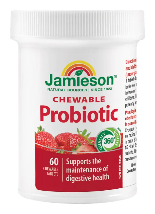 JAMIESON PROBIOTIC TABLETY NA CMÚĽANIE S JAHODOVOU PRÍCHUŤOU 60 ks