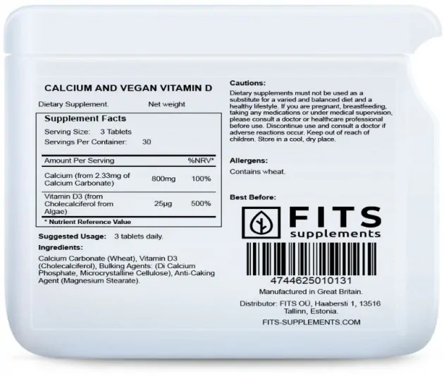 Výpnik s vegánskym vitamínom D Fits Supplements - 90 tabliet