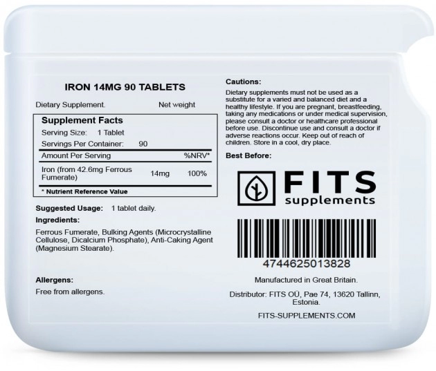 Železo 14mg - 90 tabliet - Fits Suplements