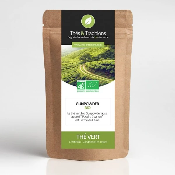 BIO Zelený čaj Thés & Tradidions "Gunpowder" (pušný prach) 1 trieda - 100g sáčok sypaného čaju