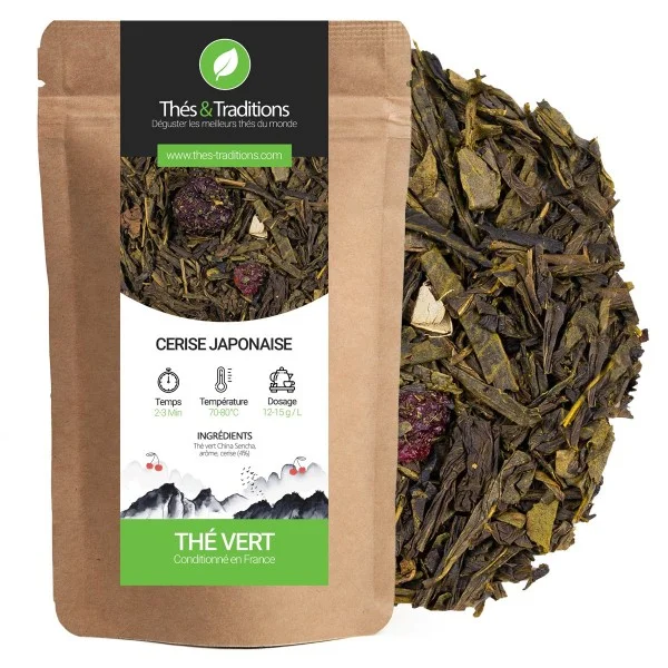 BIO Zelený čaj Thés & Tradidions "Japanesse Cherry" - 100g sáčok sypaného čaju